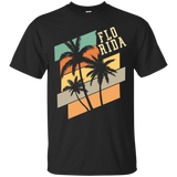 Retro State of Florida Summer Beach Palm Trees Souvenir Tee_Black