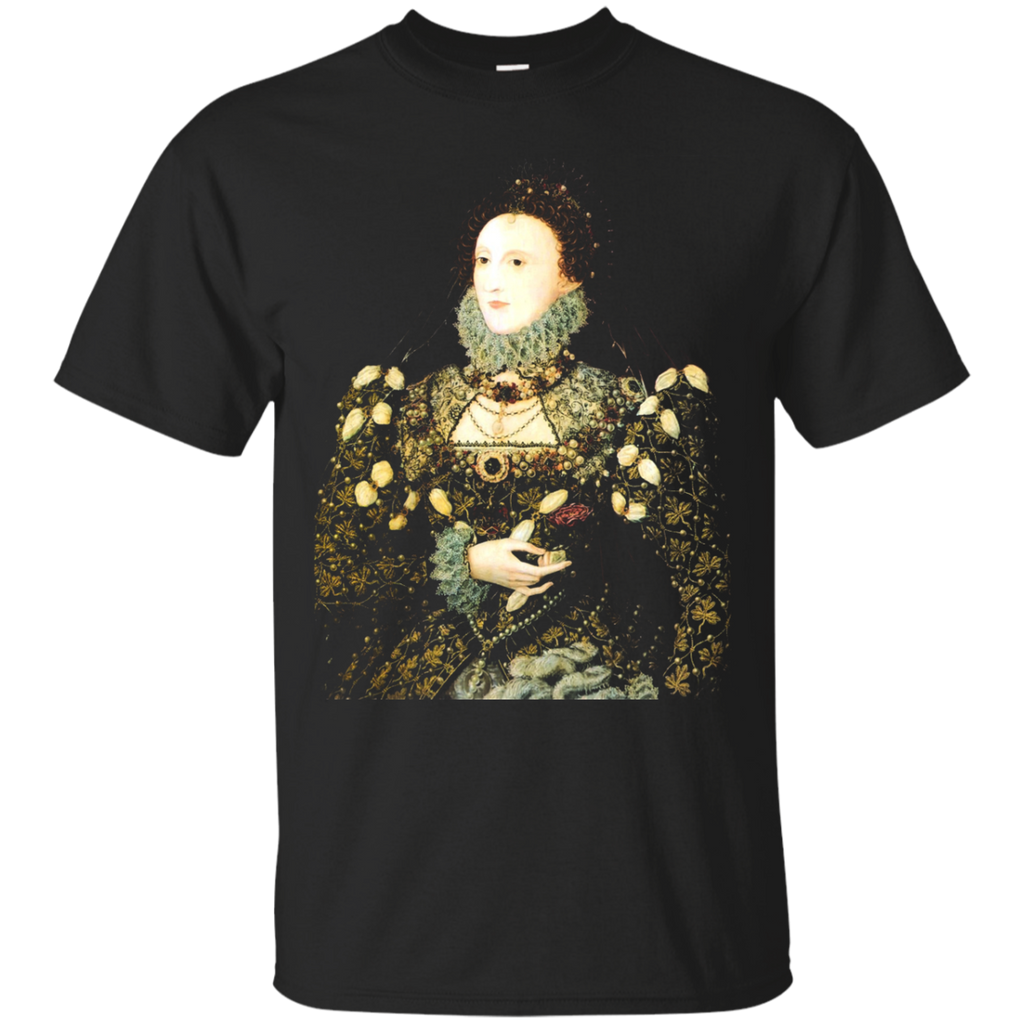 Queen Elizabeth I English Tudor Face Portrait T-Shirt_Black