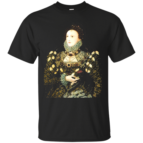 Queen Elizabeth I English Tudor Face Portrait T-Shirt_Black