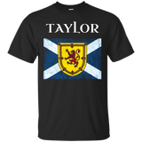 Taylor Scottish Clan Name T Shirt Coat Arms Lion Flag_Black