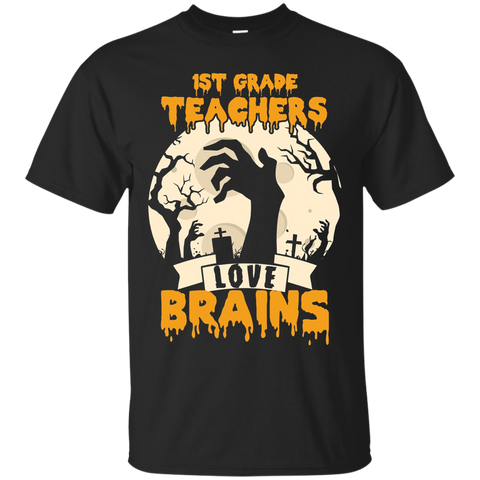 1st Grade Teachers Love Brains Halloween T-shirt_black=