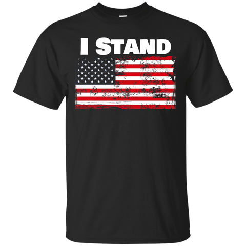 I Stand Distressed Usa Flag T-shirt National Anthem_black=