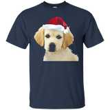 Golden Retriever Puppy Santa Hat Shirt Cute Christmas Tee_black