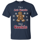 School Christmas T-shirt I'm A 1st Grade Smart Cookie_black=