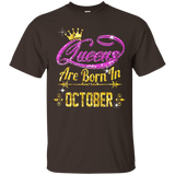 Queens Are Born In October t shirt_Black