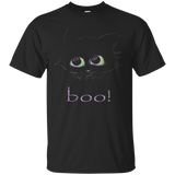 Handdrawn Black Cat Boo Halloween Teen Girl T Shirt_black=