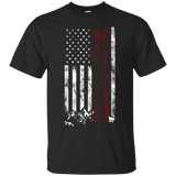 Ski US American Flag Skiing T Shirt_Black