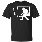 Washington Bigfoot Hunter Sasquatch Yeti PNW Believe Shirt_Black