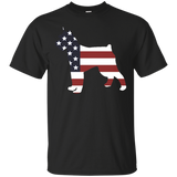 Patriotic American US Flag Fourth July Schnauzer dog T-shirt_Black