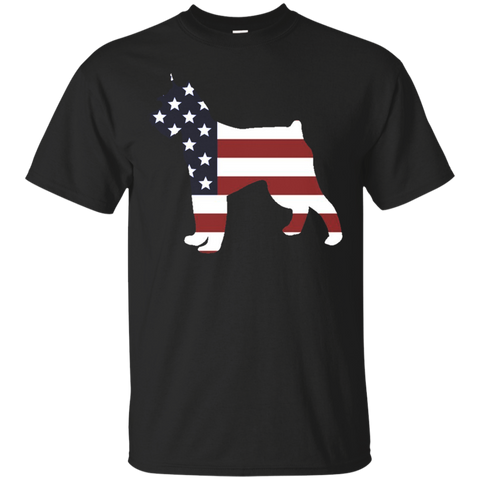 Patriotic American US Flag Fourth July Schnauzer dog T-shirt_Black