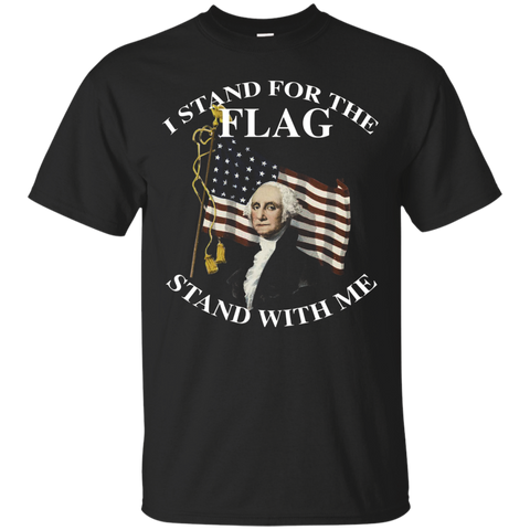 I Stand American Flag Tee Patriotic George Washington Shirt_black