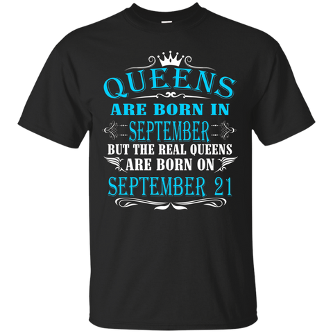 Queens Are Born In September 21 T-Shirt_Black