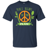 Peace Begins On Your Plate Vegan Vegetarian Gifts T-Shirt_Black