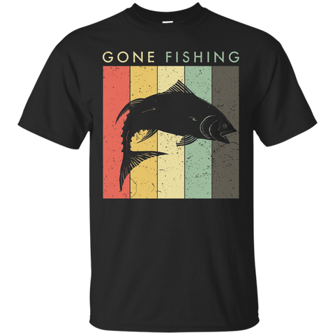 Retro Vintage Gone Fishing TShirt_Black