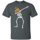 Dabbing Skeleton T Shirt Pumpkin Halloween Funny T Shirt_black