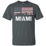 Miami FL American Flag Skyline Distressed T-Shirt_Black