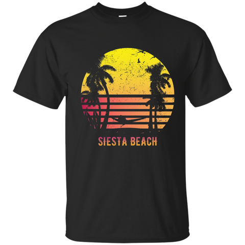 Vintage Siesta Beach Sarasota, Florida Beach Couple T-Shirt_Navy