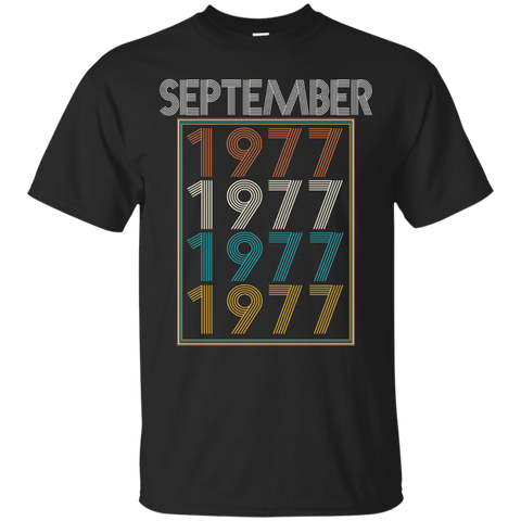 September 40th Birthday Gift Vintage 1977 Retro 1977 T-shirt_Black