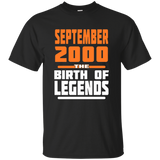 September 2000 17 Years Old Birthday Gift T-Shirt Made in_Black