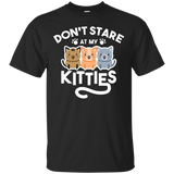 Don't Stare At My Kitties Kittens Funny Cat Lover T Shirt_black