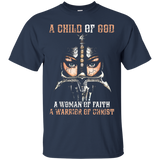 Womens Child of God, Woman of Faith, Warrior of Christ TShirt_Black