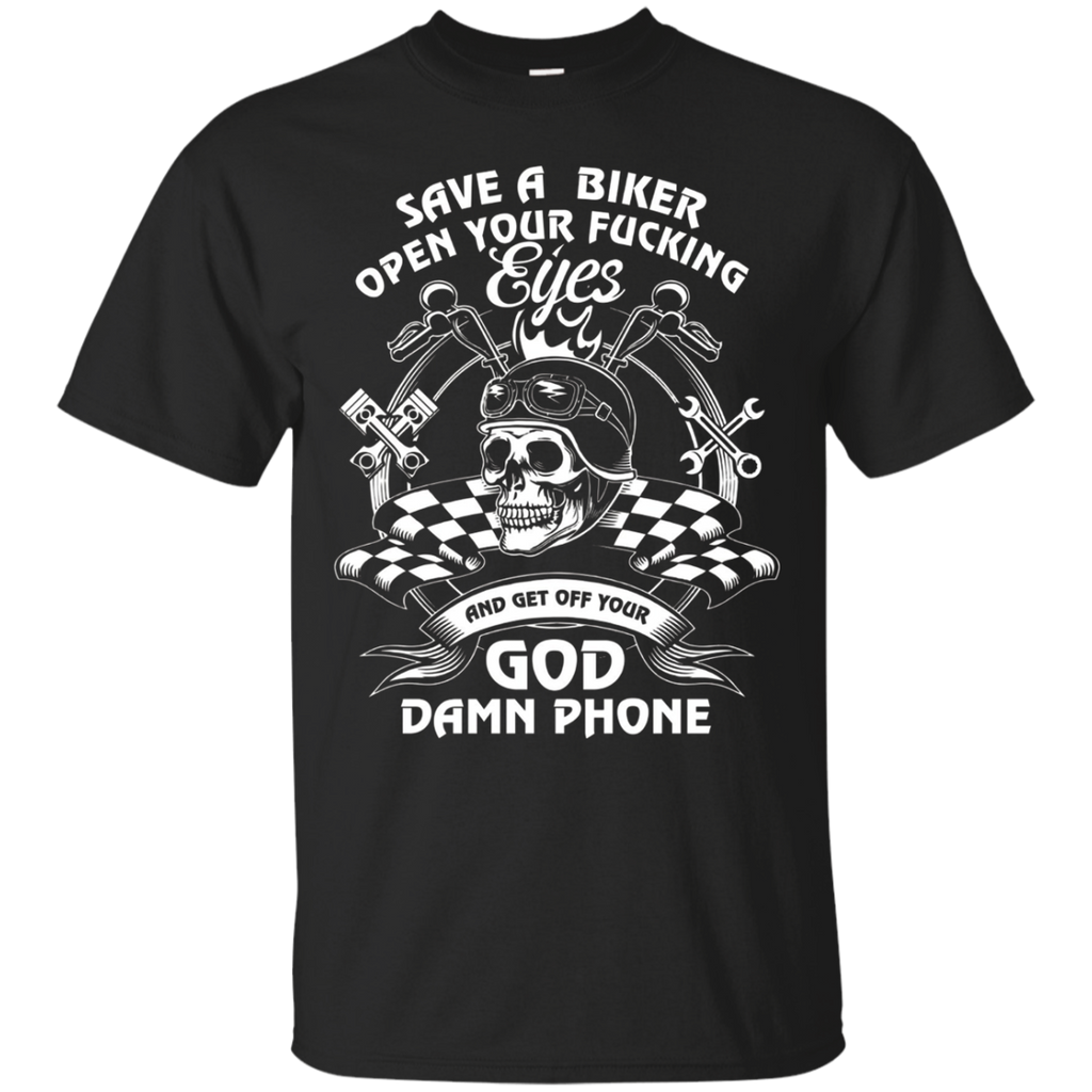 Save A Biker And Get Off Your Phone Rider Tshirt Premium T-S_Black