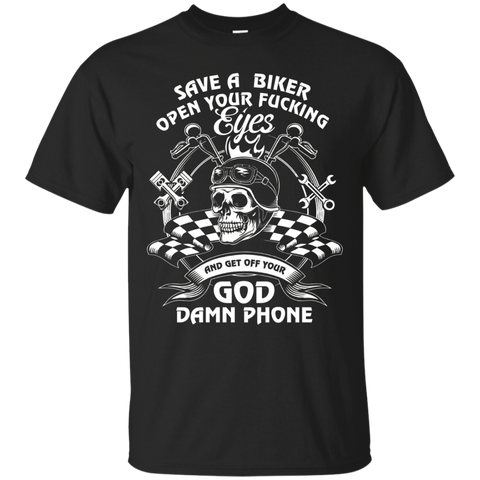 Save A Biker And Get Off Your Phone Rider Tshirt Premium T-S_Black