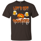 Halloween T-shirt Pumpkin Says Let's Get Smashed Drink Gift_black=