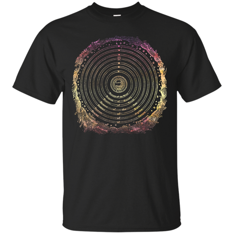 Vintage Solar System Space Watercolor Planets Retro T Shirt_Black