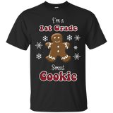 School Christmas T-shirt I'm A 1st Grade Smart Cookie_black=