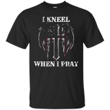 I Stand For The Flag T Shirt I Kneel To Pray Cross American_black