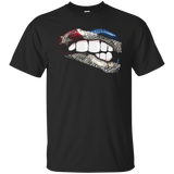 Sexy Biting Lips Hot Cuban Flag Cuban Pride T-Shirt_Black