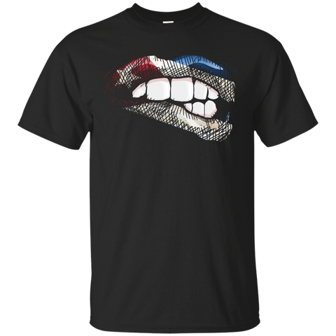 Sexy Biting Lips Hot Cuban Flag Cuban Pride T-Shirt_Black
