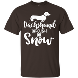 Dachshund Through The Snow Funny Christmas Holiday T-shirt_black=