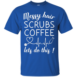 Womens Messy Hair Scrubs Coffee Lets Do This T-Shirt Christmas_Black