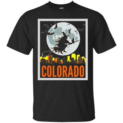 Retro COLORADO Halloween Witch Eclipse Shirt Black Cat Broom_Black