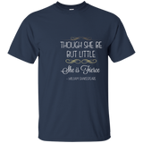 Though She Be But Little She Is Fierce Shakespeare T Shirt_Navy