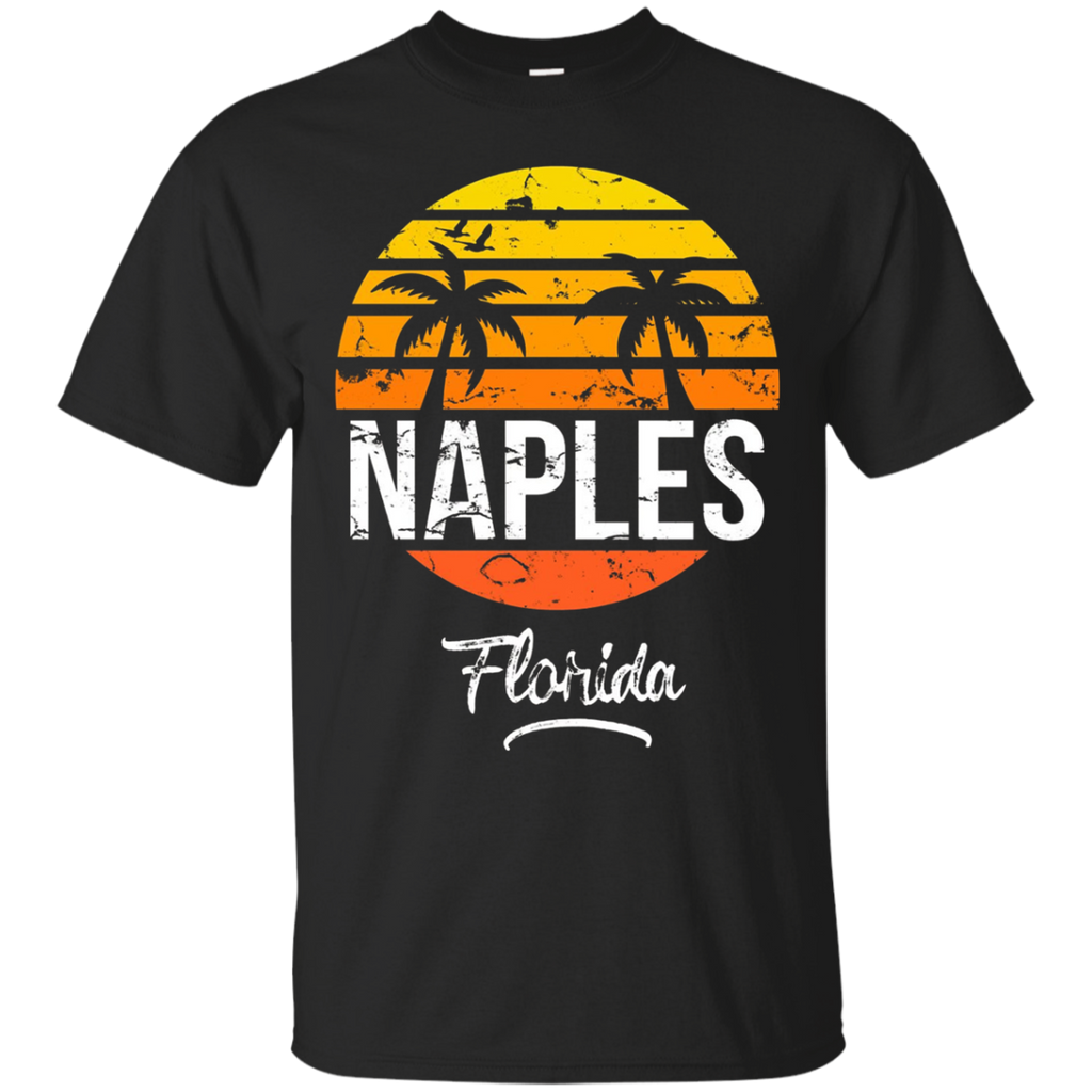 Naples Florida Vintage T Shirt Retro Beach Style_Black