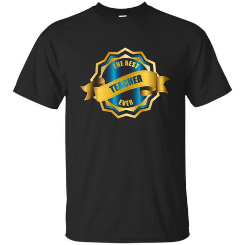 The Best Teacher Ever Blue Golden Award T-Shirt_Black