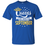Queens Are Born In September T-shirt Birthday Funny Plus Siz_black