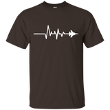 Military Fighter Jet Aircraft Heartbeat Gift T-Shirt_Black