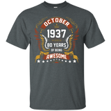 October 1937 80th Birthday 80 Years Old Gift T-Shirt_Black