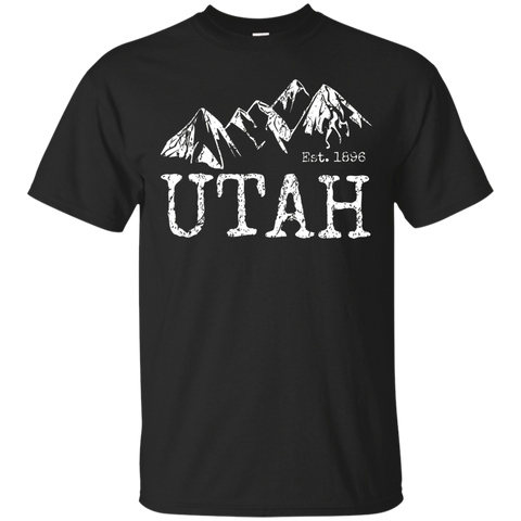 Vintage Utah Distressed Trendy Mountain Home Hiking T-shirt_Black