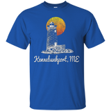 Retro Kennebunkport ME Lighthouse Sunset Distressed T-Shirt_Black