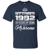 September 1982 35th Birthday Gifts 35 yrs old Bday T-shirt_Black