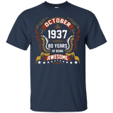 October 1937 80th Birthday 80 Years Old Gift T-Shirt_Black