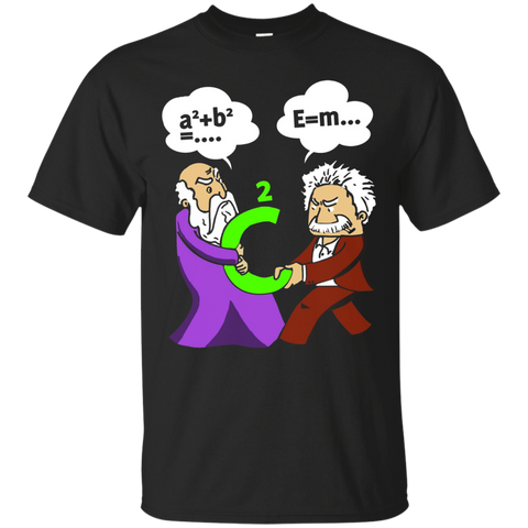 Pythagoras fights Einstein t-shirt_Black