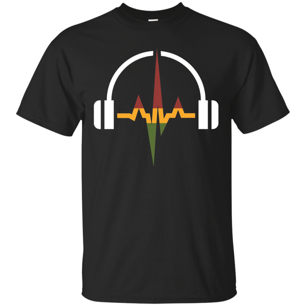 Rasta Headphones And Music Wave T-shirt_Black