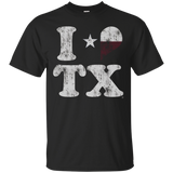 Retro I Love Texas TX Flag T Shirt_Black