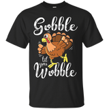 Gobble Till You Wobble Thanksgiving Holiday T-shirt_black
